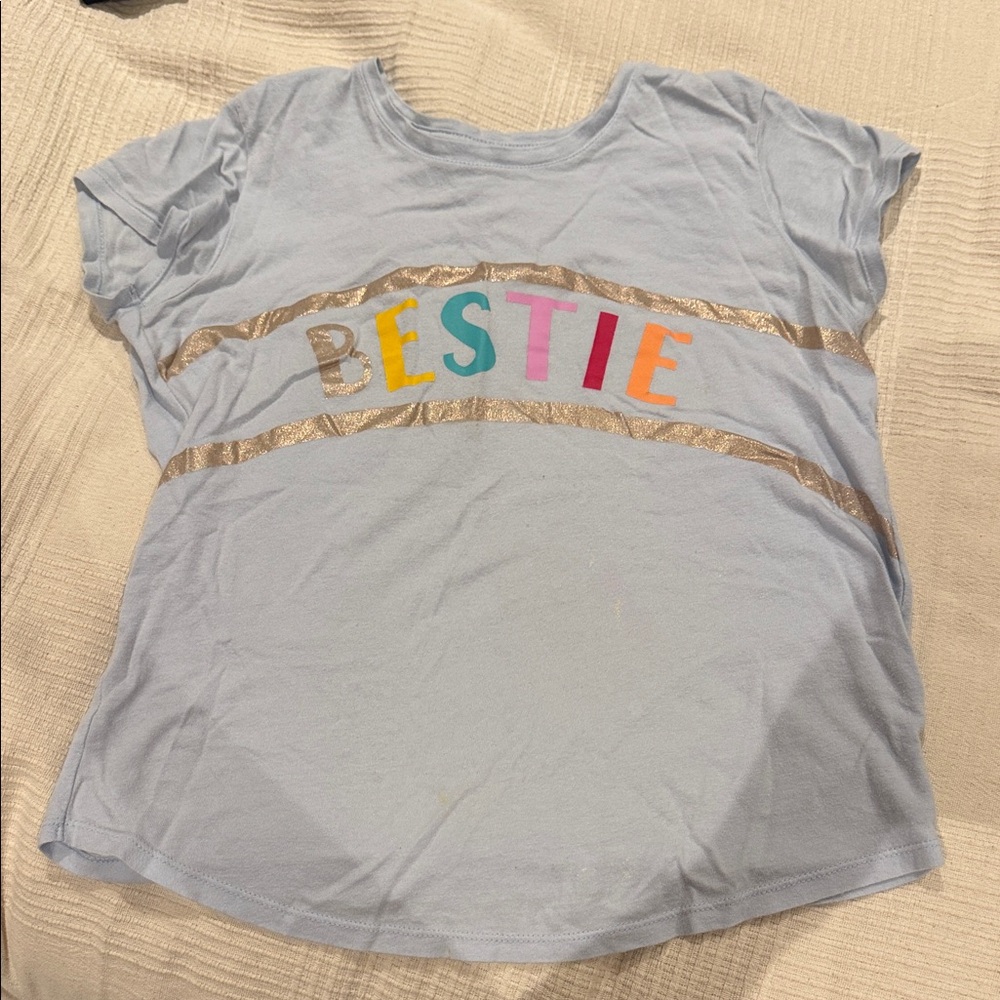Old Navy Light Blue 'Bestie' Tee with Colorful Letters(Ships from OR)